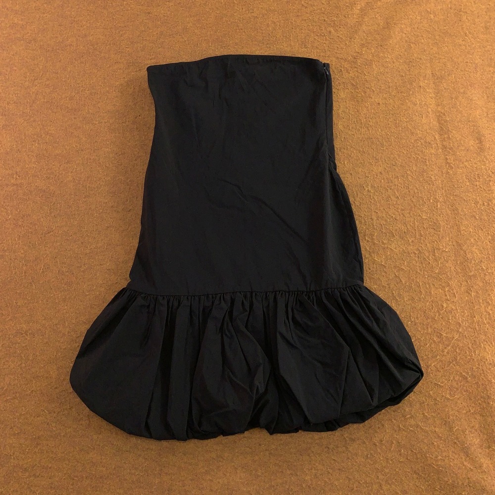 Fashion Nova Womens Large Black Strapless Bubble Hem Mini Dress New